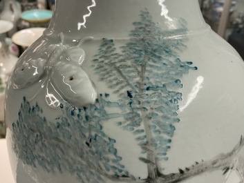 A Chinese qianjiang cai vase with butterfly-shaped ornaments, 19th C.